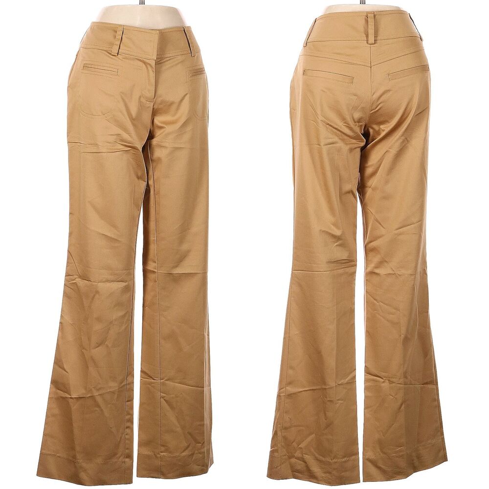 NWT Vintage Y2K Cache Tan Trousers Office Corpcore Flare Pants Size 0